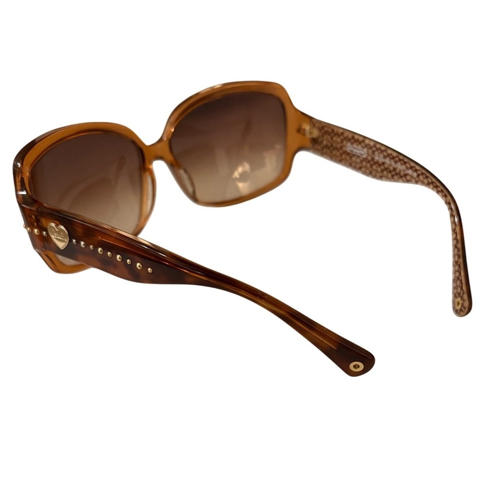Coach Valentina S704A Oversized Square Petite Sunglasses Amber Tortoise Case - Picture 2 of 11